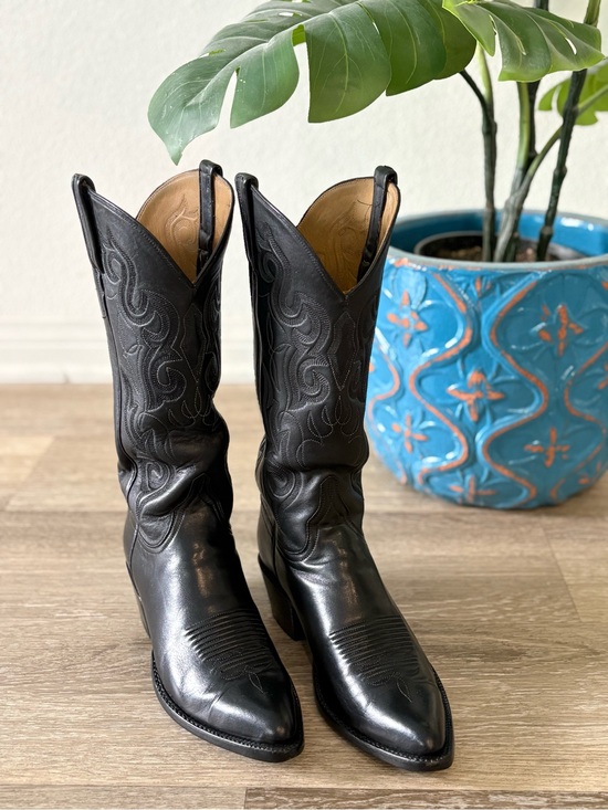 Lucchese Vintage Black Ranch Hand Cowboy Boots | Excellent Condition | Size 7